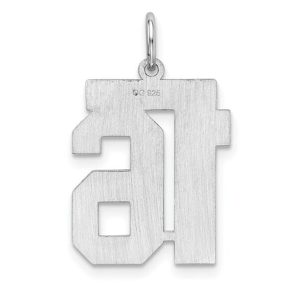 Sterling Silver, Athletic Collection Medium Polished Number 16 Pendant - Picture 3 of 5
